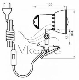 Светильник Трансвит НАДЕЖДА1MINI (NADEZHDA1MINI/BLU) настольный на прищепке E27 синий лазурь 40Вт