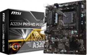 Материнская плата MSI A320M PRO-VD PLUS Soc-AM4 AMD A320 2xDDR4 mATX AC`97 8ch(7.1) GbLAN RAID+VGA+DVI