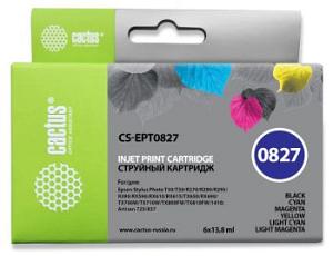 Картридж струйный Cactus CS-EPT0827 черный/голубой/пурпурный/желтый/светло-голубой/светло-пурпурный набор (82.8мл) для Epson Stylus Photo R270/290/RX5