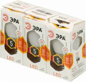 Лампа светодиодная Эра P45-5w-827-E27 5Вт (упак.:3шт)