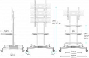 Стойка для телевизора Onkron TS1351 белый 32"-65" макс.50кг напольный мобильный
