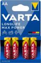 Батарея Varta LongLife Max Power LR6 Alkaline AA (4шт) блистер