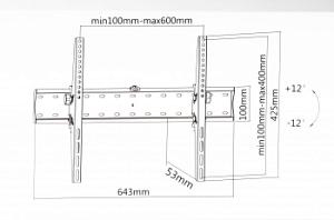 Кронштейн для телевизора Ultramounts UM839T черный 37"-70" макс.40кг настенный наклон