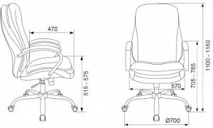 Кресло руководителя Бюрократ T-9950SL Fabric серый Alfa 44 крестов. металл хром