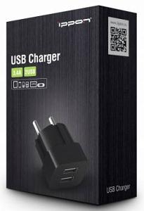 Зарядное устройство Ippon 1A+2.4A черный (TC323b)