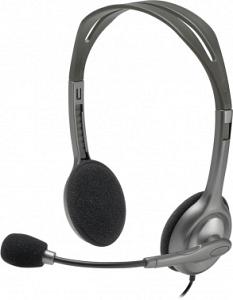Наушники с микрофоном Logitech H110 серый 1.8м накладные оголовье (981-000271)