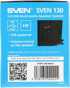 Колонки Sven 130 2.0 черный 6Вт портативные