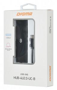 Разветвитель USB-C Digma HUB-4U2.0-UC-B 4порт. черный
