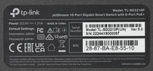 Коммутатор TP-Link SG2210P (L2) 8x1Гбит/с 2SFP 8PoE+ управляемый