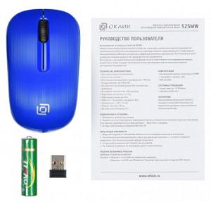 Мышь Оклик 525MW черный/синий оптическая 1000dpi беспров. USB для ноутбука 3but (1090723)