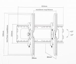 Кронштейн для телевизора Ultramounts UM843T черный 37"-75" макс.75кг настенный наклон