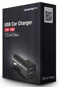 Автомобильное зарядное устройство Ippon 1A+1A черный (CC322b)