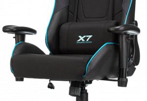 Кресло игровое A4Tech X7 GG-1100 черный/голубой текстиль/эко.кожа крестов. пластик