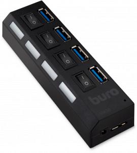 Разветвитель USB 3.0 Buro BU-HUB4-U3.0-L 4порт. черный