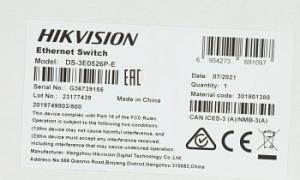 Коммутатор Hikvision DS-3E0526P-E 25x1Гбит/с 1SFP 24PoE+ 270W неуправляемый