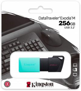 Флеш Диск Kingston 256Gb DataTraveler Exodia M DTXM/256GB USB3.0 черный/зеленый