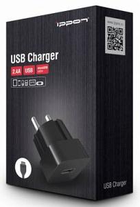 Зарядное устройство Ippon 2.4A + microUSB cable черный (TC312bm)