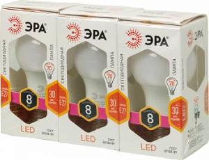 Лампа светодиодная Эра A60-8w-827-E27 8Вт (упак.:3шт)