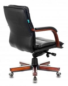 Кресло руководителя Бюрократ T-9927WALNUT-LOW черный кожа низк.спин. крестов. металл/дерево