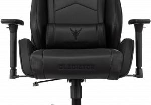 Кресло игровое Knight Gladiator черный экокожа с подголов. крестов. металл