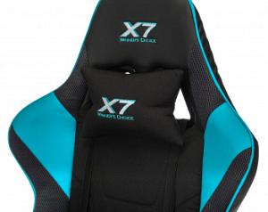 Кресло игровое A4Tech X7 GG-1100 черный/голубой текстиль/эко.кожа крестов. пластик