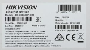 Коммутатор Hikvision DS-3E0510P-E/M 9x1Гбит/с 1SFP 8PoE 58W неуправляемый