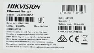Коммутатор Hikvision DS-3E0518P-E 17x1Гбит/с 1SFP 16PoE+ 230W неуправляемый