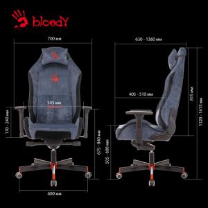 Кресло игровое A4Tech Bloody GC-470 синий с подголов. крестов. металл
