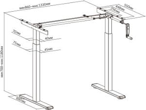 Подстолье Cactus CS-MDF-WT белый черный каркас белый 133x118x60см