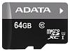 Флеш карта microSDXC 64GB A-Data AUSDX64GUICL10-RA1 + adapter