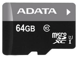 Флеш карта microSDXC 64GB A-Data AUSDX64GUICL10-RA1 + adapter