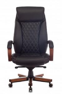 Кресло руководителя Бюрократ T-9924WALNUT черный кожа крестов. металл/дерево