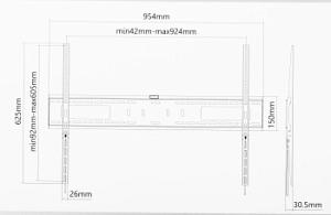 Кронштейн для телевизора Ultramounts UM815F черный 60"-100" макс.75кг настенный фиксированный