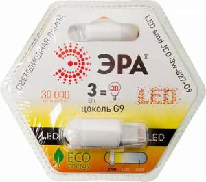 Лампа светодиодная Эра JCD-3w-827-G9 3Вт (упак.:3шт)