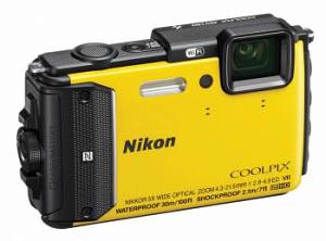 Фотоаппарат Nikon CoolPix AW130 желтый 16Mpix Zoom5x 3" 1080p 473Mb SDXC CMOS IS opt 1minF HDMI/KPr/DPr/WPr/WiFi/GPS/EN-EL12
