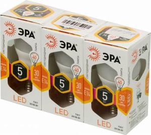 Лампа светодиодная Эра P45-5w-827-E14 5Вт (упак.:3шт)