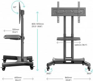 Стойка для телевизора Onkron TS1350 черный 32"-70" макс.45кг напольный мобильный