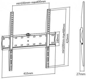 Кронштейн для телевизора Ultramounts UM813F черный 32"-55" макс.40кг настенный фиксированный