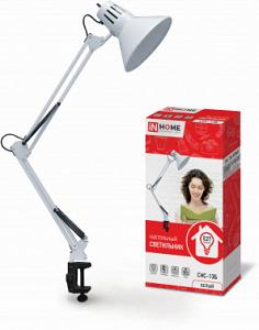 Светильник Inhome СНС-13Б настольный на струбцине E27 белый 60Вт