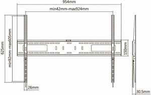 Кронштейн для телевизора Ultramounts UM815F черный 60"-100" макс.75кг настенный фиксированный