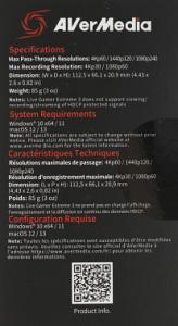 Карта видеозахвата Avermedia Live Gamer Extreme 3 GC551G2 внешний USB 3.1